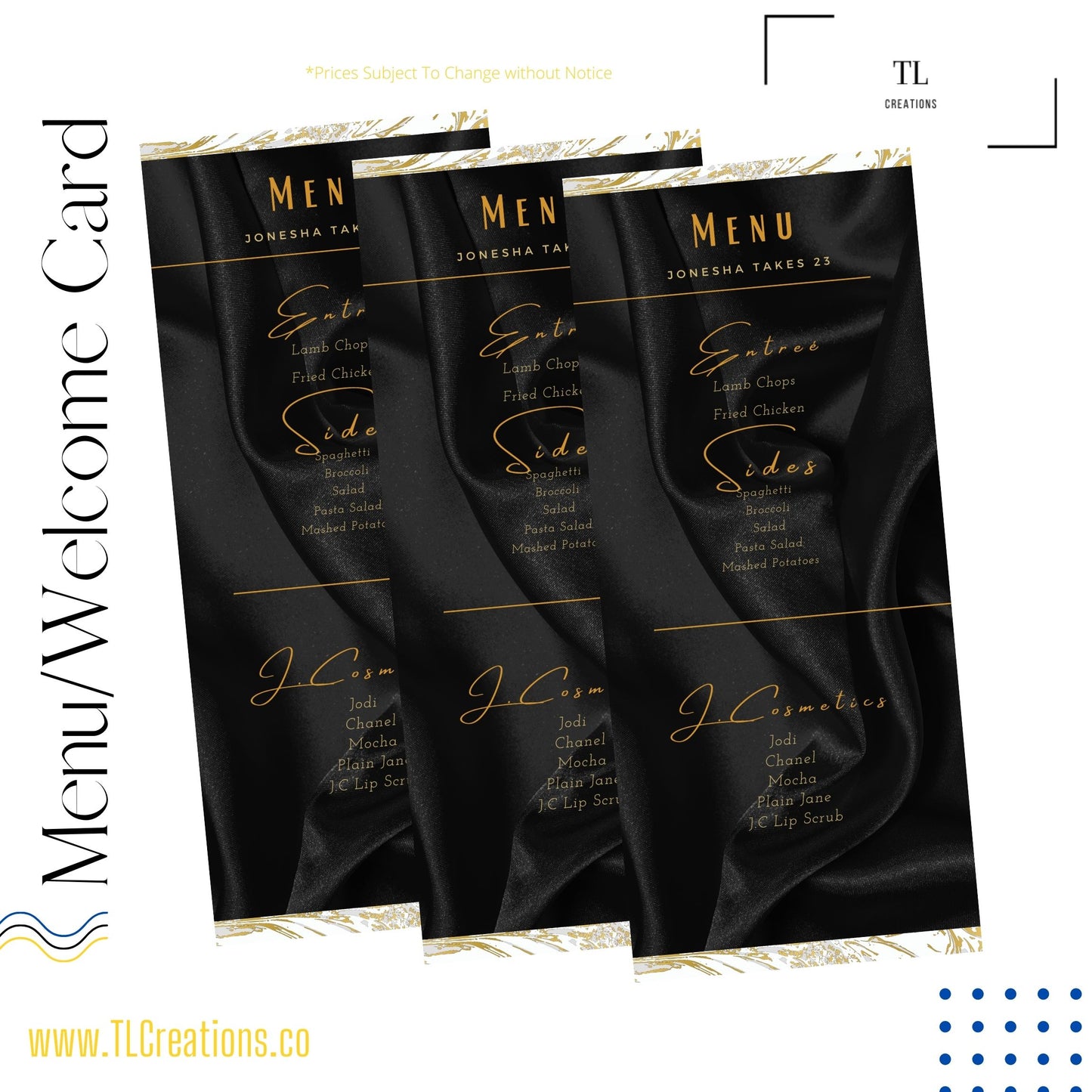 Menu/Welcome/Thank You Card Design