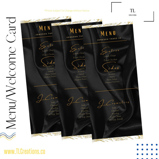 Menu/Welcome/Thank You Card Design